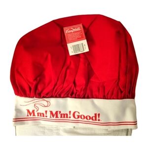 NWT Vintage Campbell's Soup Chef Hat Red 1990 Baking Mm Mm Good Promo Advertisin